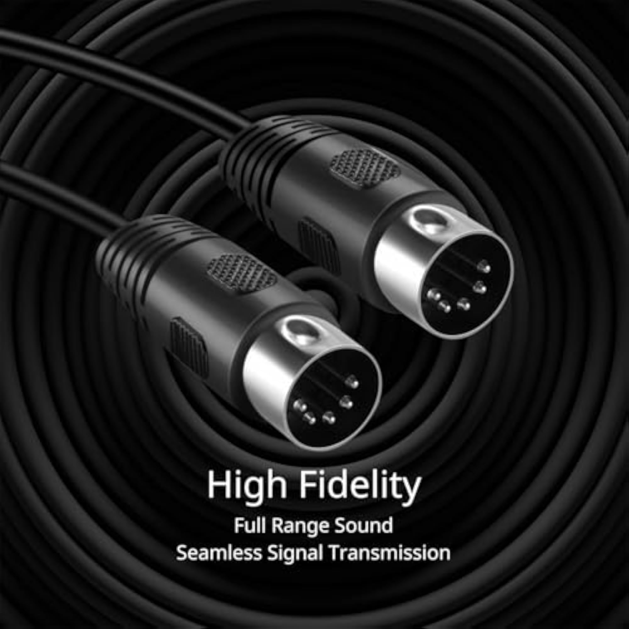 6FT MIDI Cable, 5 Pin DIN Male to Male Cord for Keyboard and Synth