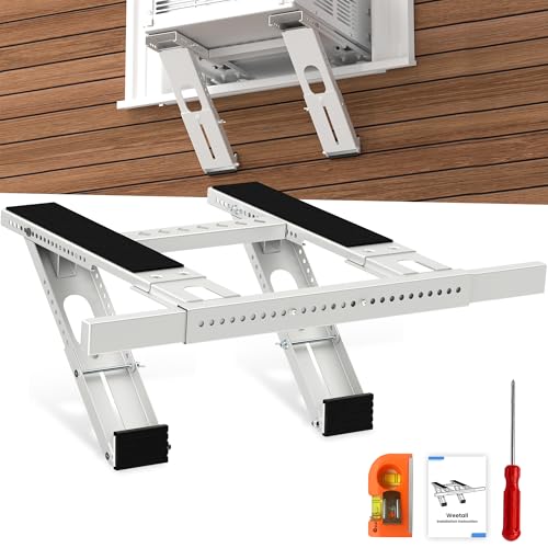 WEETALL Air Conditioner Support Bracket No Drill: Heavy Duty 350lbs, Adjustable Width 31.5'-41.7', Bubble Level for Single/Double Hung Windows, Fits 5000-24000 BTU AC Units