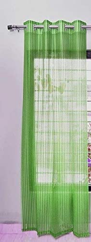 Image of Eyelet Polyester Tissue Curtain (Green, 9 Feet) - Set of 1