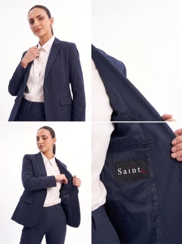 Image of SaintX Women's 2-piece Suit Set - Tailored Formal Blazer with Matching Formal Bell Trousers | Slim Fit | Fully Lined Blazer | Office, Workwear, Business Attire