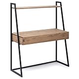 BOX FURNITURE Tocador iCub 1 Cajón 121x48x144cm Negro en Madera Maciza de Pino Acabado Vintage Estilo Industrial