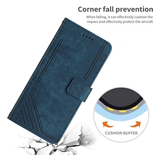Leren iPhone 16 portefeuille hoesje blauw, schokbestendig met kaartvakken, magneetsluiting en standfunctie - Afbeelding 4