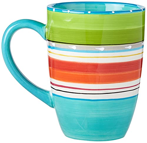 Mariachi Mugs Set of 4, 20 oz Colorful Ceramic Coffee Tea Hot Chocolate Mugs, Microwave and Dishwasher Safe, Fiesta Drinkware for Kitchen, Brunch, Entertaining, and Gifting
