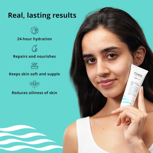 Rivela Dermascience 24 hours Oil Free Gel Moisturizer By Cipla | Lightweight, Skin Conditioning Properties | Allantoin and Salicylic Acid | For Acne Prone/Dry Skin | 50 ml | Pack of 1