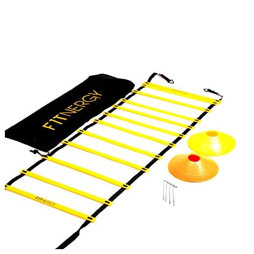 F1TNERGY Escalera de Agilidad Kit Entrenamiento Futbol con Bolsa Gratis Incluye 12 Escalones Peldaños Ajustables de 6 Metros, 10 Conos Futbol de Velocidad 4 Clavijas y Anillos D Entrenamiento Futbol