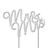 Mr and Mrs Wedding Cake Topper - Sparkly Crystal Rhinestone Sign for Wedding Cake, Premium Silver Me