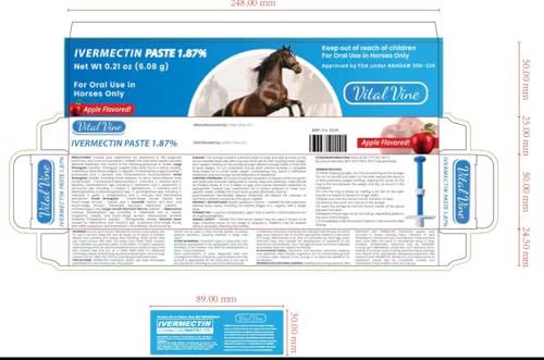 VITALVINE Ivermectin 1.87% Paste for Horses – Apple Flavor 6.08g Syringe, Treats Horses Up to 1250 lbs (3-Pack) - Image 4