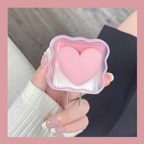Protector de cable de datos USB iPhone XR 11 12 13 14 15 Pro Max silicona rosa forma corazón 20W 3