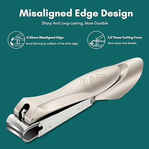 Beauté Secrets Nail Cutter Clippers With Curved Nail File, Fingernail and Toenail Clipper Cutter, Stainless Steel Nail Trimmer - Image 5