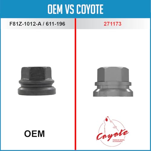 Image of Wheel Accessories Parts 100 Pcs M14x2 Thread OEM Style Lug Nuts 0.90 inch Long Black 13 /16 inch 21mm Hex Fits Ford F-150 | F-250 F-350 Super Duty F81Z-1012-A |611-196
