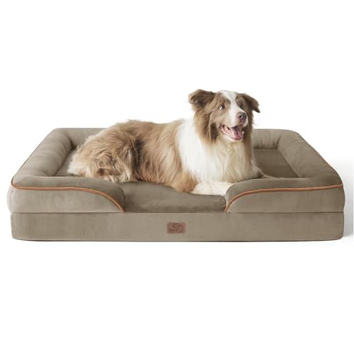 Image of Bedsure L Plus Orthopedic Dog Bed for Large Dogs - Washable Dog Cat Bed Waterproof, L Plus Big Comfort Dogs Couch Sofa with Washable Removable Cover, Pet Bed with Nonskid Bottom, Hazel, 38 inch