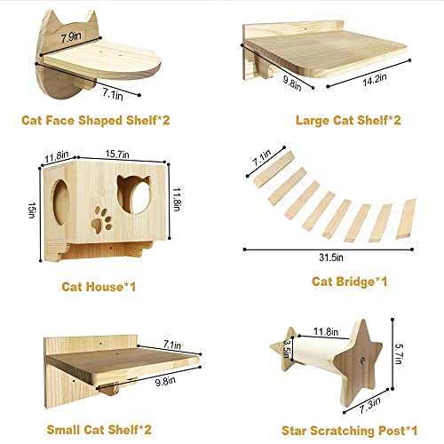 La La Pet® Wall Mounted Cat Furniture Wooden Cat Shelves and Perches for Wall Cat Steps Ladder Cat Bed Activity Tree Cat… - Image 8