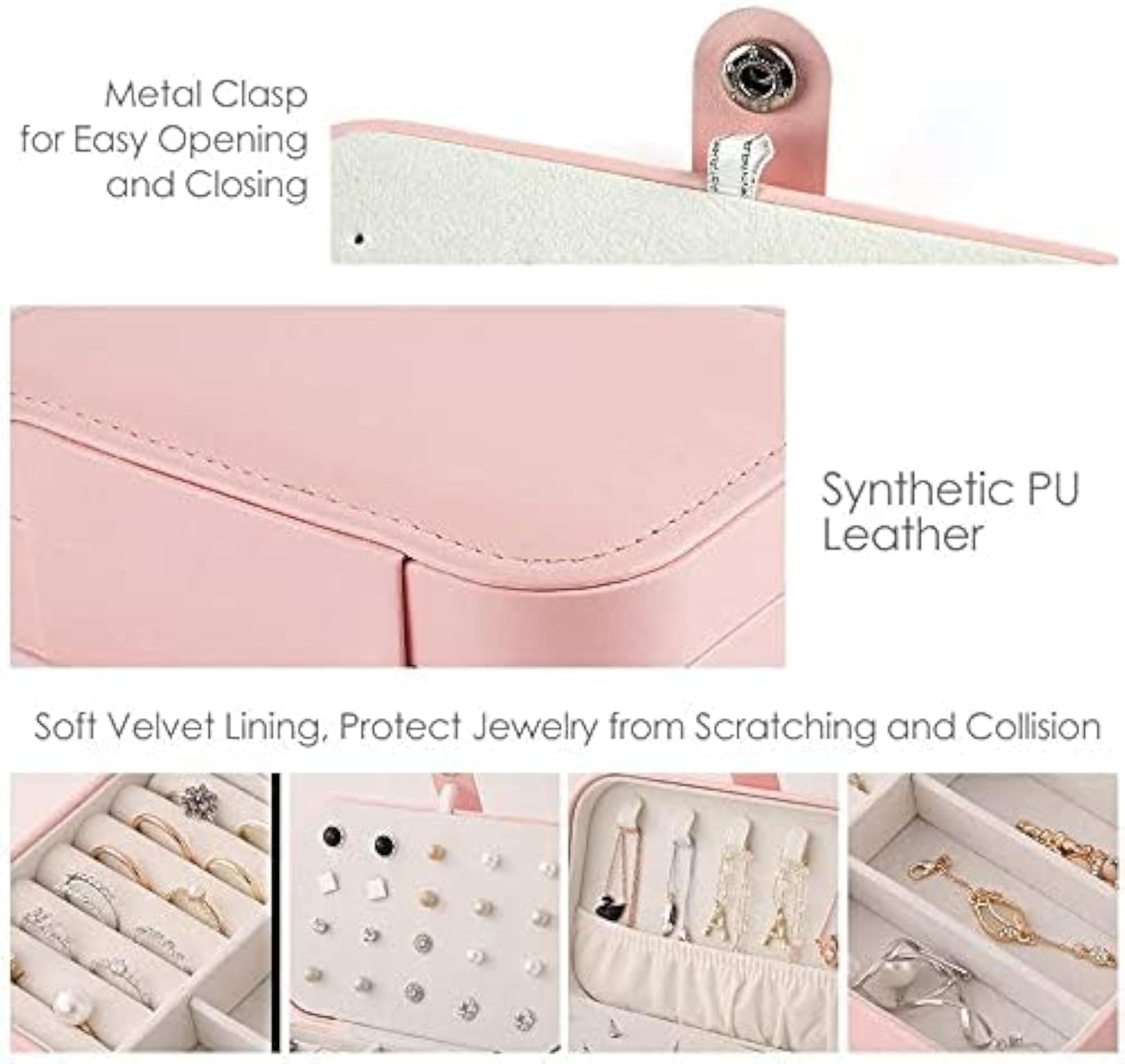 Leather Mini Travel Jewelry Case, Portable Organizer Box