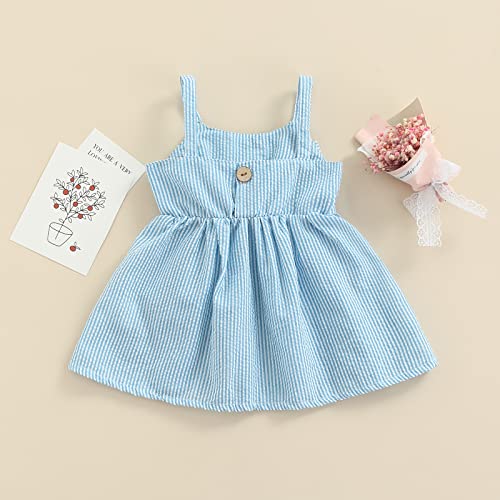 Toddler Baby Girls Sleeveless Dress Front Bowknot Stripe Sling Summer Jumpsuit Princess Casual Romper4