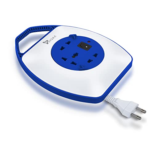 Image of SYSKA SSK-PW-0302A-WB Power Wheel with Surge Protection, Strong ABS Material Body, 4 Meter Long (White-Blue)
