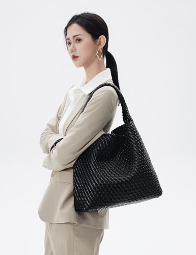 Bolso Tote tejido para mujer, de cuero vegano suave miniatura 2