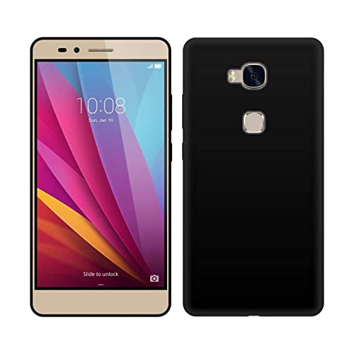 Image of Mobile Back Cover Case for Honor 5X (Silicone Case|CameraProtection|Black SC1510)