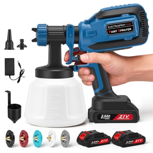 Cordless Paint Sprayer with 2 x 2000mAh Batteries and 1200ml Container