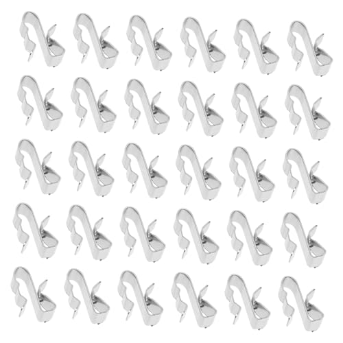 JECOMPRIS 50 Pcs Wire Clamp Car Acessories U Clamps Flat Cable Clips Cable Clamp Trailer Wiring Car Accesories Double- Wire Clips Grounding Clips Cable Loop Clamp Pole Silver Stainless Steel