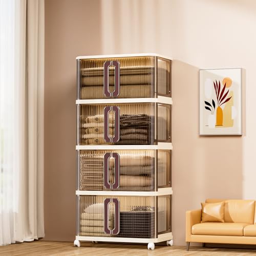 219Qt Plastic Storage Bins with Lid, Stackable Storage Bins...