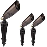 SAGA Solid Brass Low Voltage Landscape Spotlight Directional Spot Up Light in Antique Brass Finish w