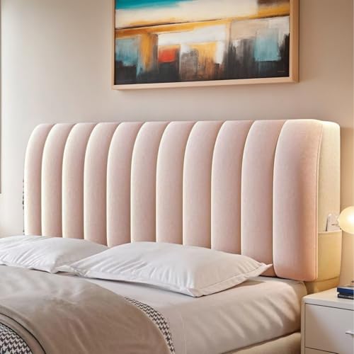 HEADBOARD Kopfteilbezug, Moderne Rundum Kopfteilhusse, Universeller Dehnbarer Bettkopfteilbezug, Elastischer Kopfteil-Schonbezug Für Doppel- Und Kingsize-Betten,Rosa,150cm