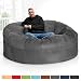 Green Bean Jumbo Max Riesensitzsack mit Memory-Schaum Flockenfüllung – Sitzsack XXL aus flauschigem Velours in 6ft (180x120cm) Dunkelgrau – Indoor Lounge-Sitzsack waschbar & gemütlich