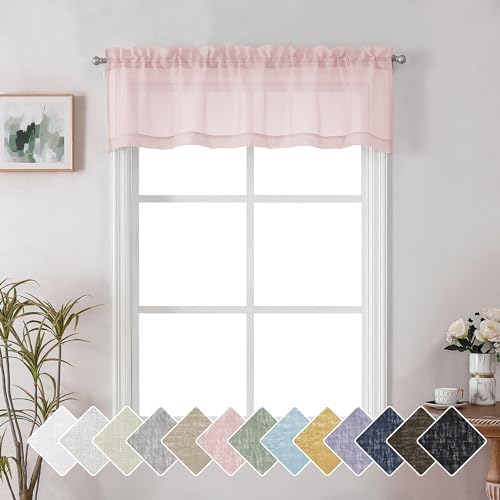 Pink Curtain Valance for Window Treatment, Kitchen Curtain