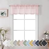 Lecloud Doris Faux Linen Pink Curtains Sheer Valance for Kitchen 14 Inches Length, Solid Texture Bedroom Valance Curtain Dual Rod Pockets, Living Room Drapes Room Decor for Small Window, , 60X14''