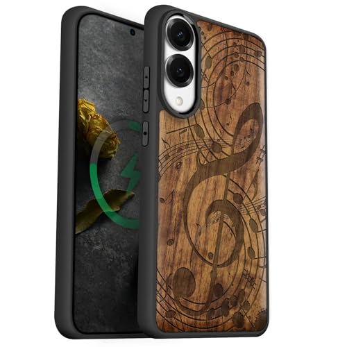 Protection Galaxy S25 Edge Magsafe en noyer gravé - Style musical unique