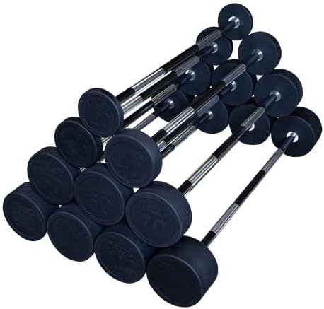 Body-Solid (SBB20) Rubber Coated Fixed Weights Straight Barbell Bar for Weightlifting Exercise Bodybuilding Strength Training, 20lb (Midnight Black)