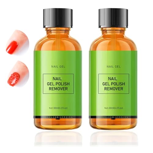 30 ml *2 Dissolvant de Vernis à Ongles en Gel, Remover Vernis Semi Permanent Avec Limes à Ongles et Grattoir à Cuticules,Enlever Vernis Semi Permanent, Dissolvant Et Rapide 3 à 5 Minutes