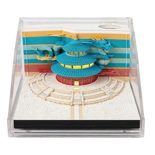 Calendario 3D Calendar 2024 Memo Pad DIY Hall Of Prayer For Good Harvests Paper Carving Art Tear Away Calendar Sculpture for Home Office Display Cabinet Planner