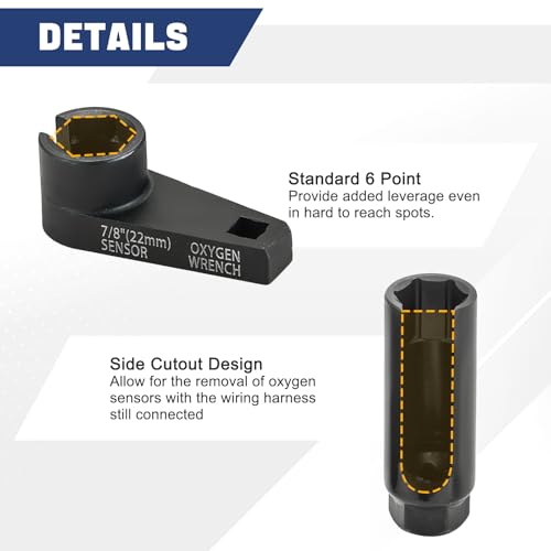 DASBET 7PCS O2 Oxygen Sensor & Oil Pressure Sending Unit Master Sensor Socket Set Oil Pressure Sending Unit Removal Kit O2 Sensor Socket Set 3/8 inch & 1/2 inch Drive - Image 3