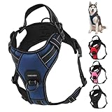 Arnés Antiescape y Antitirones para Perros Medianos y Grandes, Arnés Ajustable con Tela Transpirable y Asa de Control, Ideal para Adiestramiento y Paseos (Azul, M)