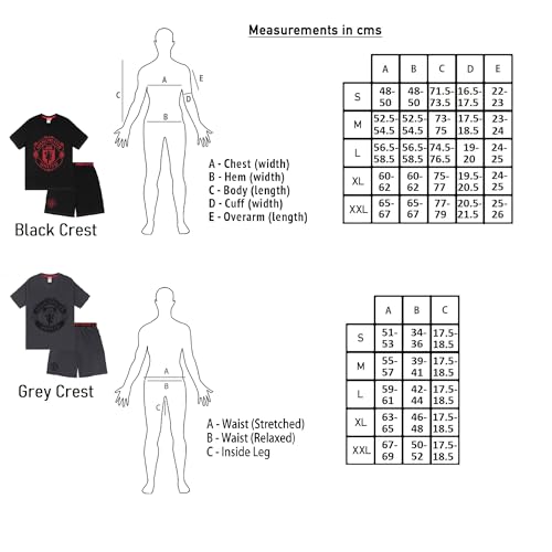 Manchester United Official Mens Loungewear Short Pyjamas Black Crest Medium - Image 7
