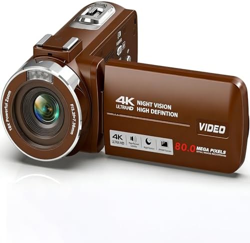 Camcorder UHD 80MP Vlogging Camera for YouTube 18X Digital Zoom 3...