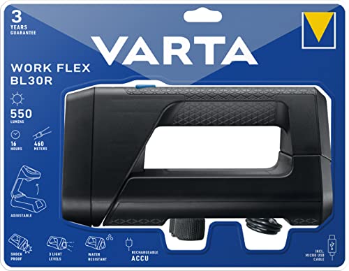 Varta Work Flex BL30R Con Batteria Ricaricabile Agli Ioni Di Litio (Luce Da Lavoro Per Illuminazione Ambientale, Officina, Auto, Ausilio Per Il Lavoro) - 2