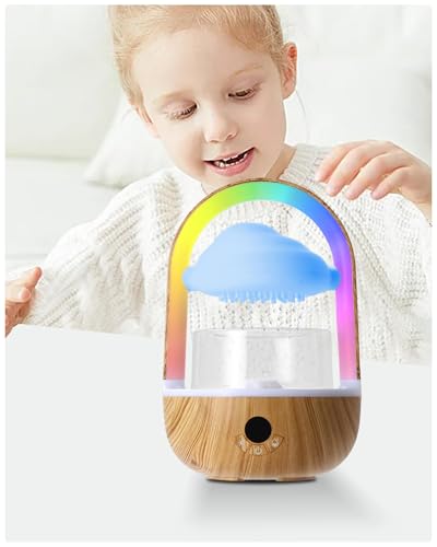 Aromatherapy Essential Oil Diffuser Rainbow Rain Cloud Humidifier Water Drip Mushroom Diffuser with Running Lights & Rain Sounds for Sleeping - Tabletop Water Fountain & Night Light - Image 6