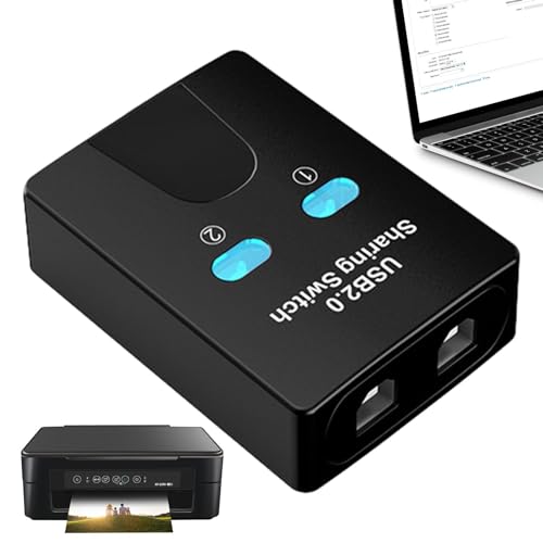 Hub de caja de interruptor para compartir USB - Compartidor USB de 2 puertos | Práctico conmutador KVM para impresora y mousee, conmutador KVM 2 entradas 1 salida compatible con caja de teclado