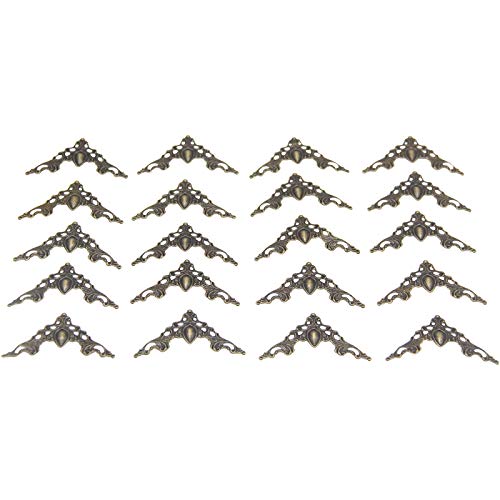 1.7x1.7x2.2 inch Vintage Corner Protectors (20 Pcs) Metal Box Corner Protector Corner Brace with Mounting Screws for Furniture Jewelry Box Decoration Edge Cover Furniture Cabinet, Antique Bronze