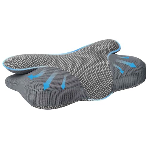 vidaXL Almohada con Almohada Gris 59 x 38 x 14 cm Poliéster, Cojín Cervical ergonómico, Funda Desmontable, cómodo y terapéutico para un sueño Moderno y Relajante