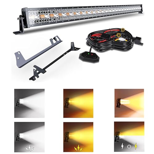 Image of Fit Wrangler JK 07-18 52inch 300W White /Amber Flasing LED Light Bar