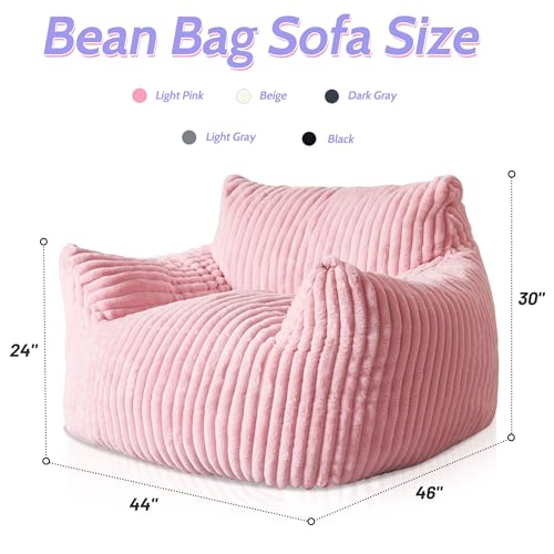 Image of HABUTWAY Comfy Floor Sofa Giant Plush Reading Chair Indoor Cozy Couch with Armrests Oversized Couch Upholstered Boneless Sofa Portable Cloud Couch Accent Chair for Living Room, Bedroom (Light Pink)