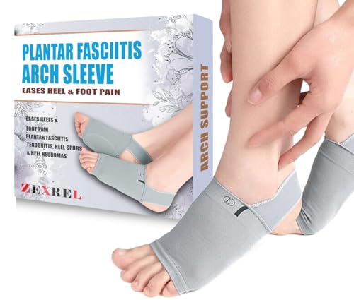 Image of Cotton Flat Foot Arch Support For Men & Women|Medial Arch Support For Flat Feet Correction Sleeve With Cushion|Plantar Fasciitis Leg Foot Pain Relief Product |Free Size|(Gray - New Socks)