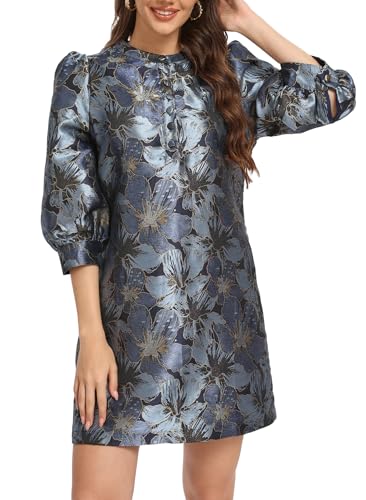 Image of Ladyful Women's Floral Jacquard Dress Cocktail Mini Shift Dresses