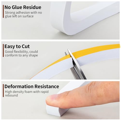 Image of Yotache White Foam Insulation Tape 1 /2 inch x1 /2 inch, Total 13 Ft