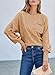 SHEWIN Sweaters for Women Casual Crewneck Long Sleeve Tops Lightweight Knit Oversized Women's Sweaters Spring Clothes for Women Khaki Large