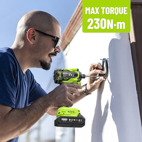 Robustrue Impact Driver: 21V 1/4" Hex Cordless Impact Driver, 230N.m (2,035in-lbs) Brushless Impact Driver Drill Set, 20Psc Screwdriver Bits, 2.0 Ah Battery, Variable Speed for DIY and Automotive thumbnail 4