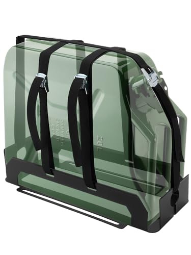 SPARKWHIZ Heavy-Duty Jerry Can Holder for Roof Rack – 5 Gallon Gas Can Carrier Mount with Webbed Strap, Universal Single Jerry Can Bracket for Off-Road, Overlanding Fuel Storage